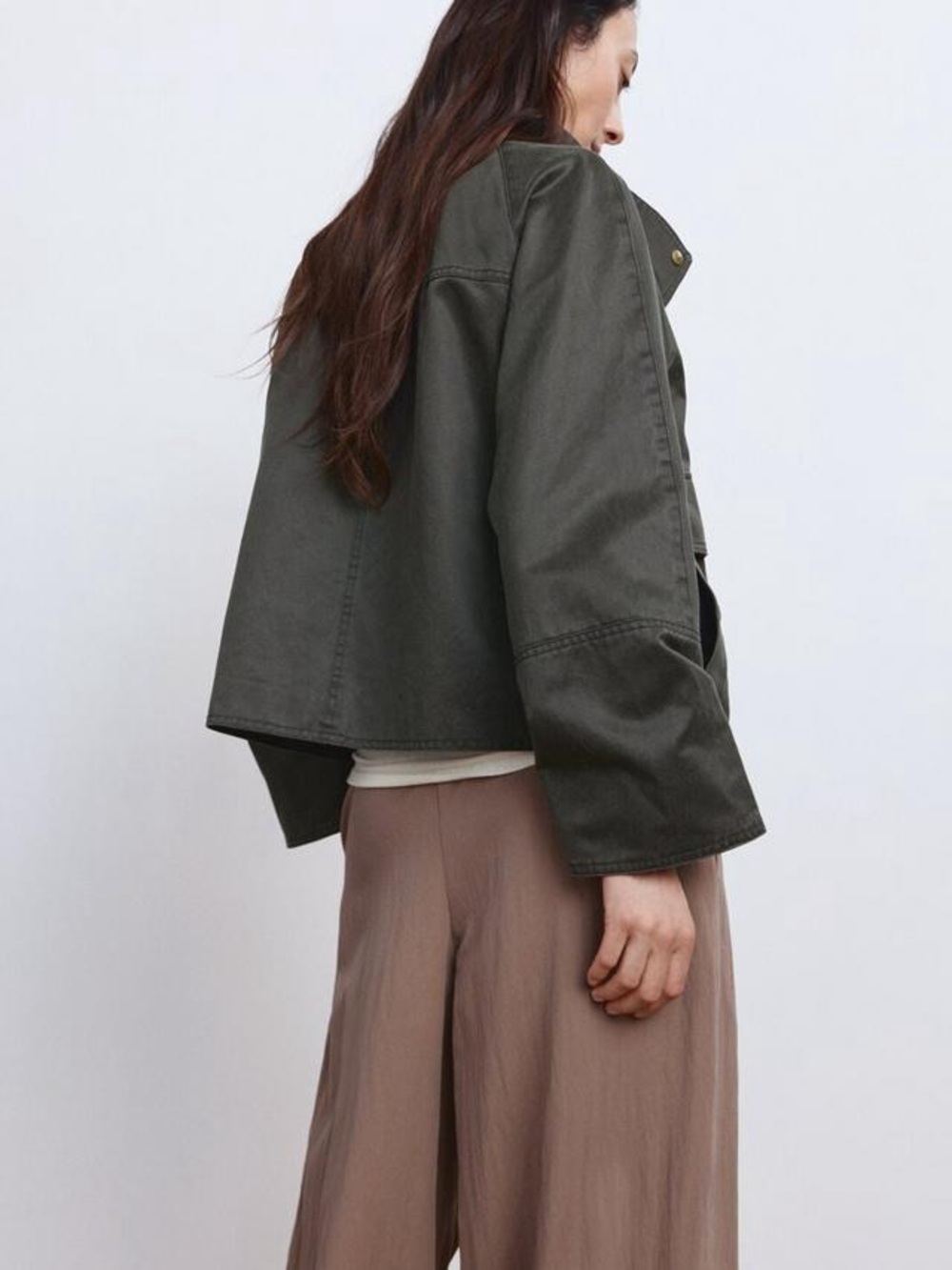 Mango Dark Olive Utility Jacket with Patch Pockets - Picture 3 of 9